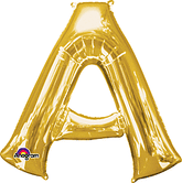 Gold Letter "A" Shaped Mylar. Supershape Balloon 34 Inch